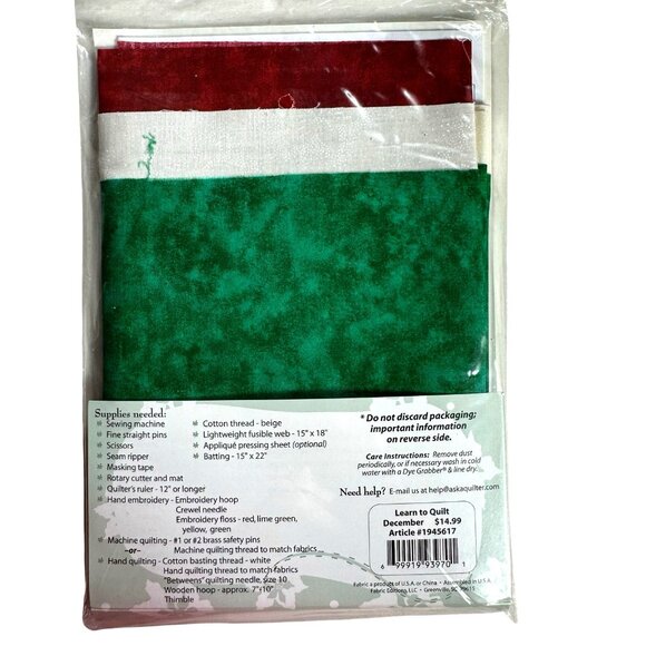 NEW Learn to Quilt Wall Hangings Quilting Kit Christmas Flower Sawtooth Border - Picture 6 of 8